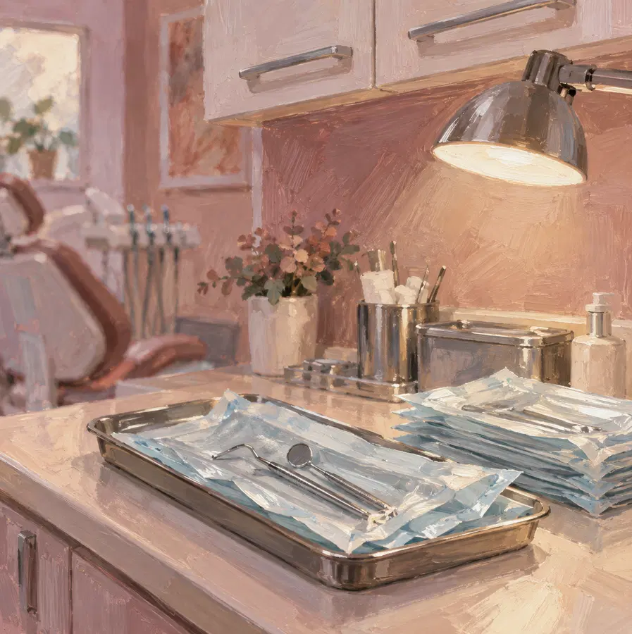 Illustration of dental practices equipment and workspace